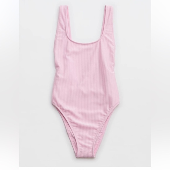 Aerie Shine Rib Birthday Scoop Cheekiest One Piece Swimsuit XXL pink soft girl - Picture 6 of 8